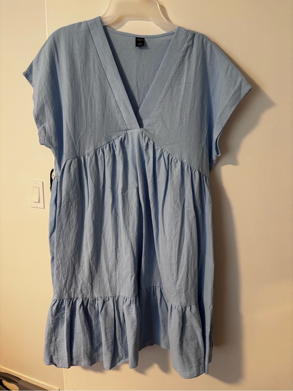 SHEIN Light Blue V-Neck Mini Dress